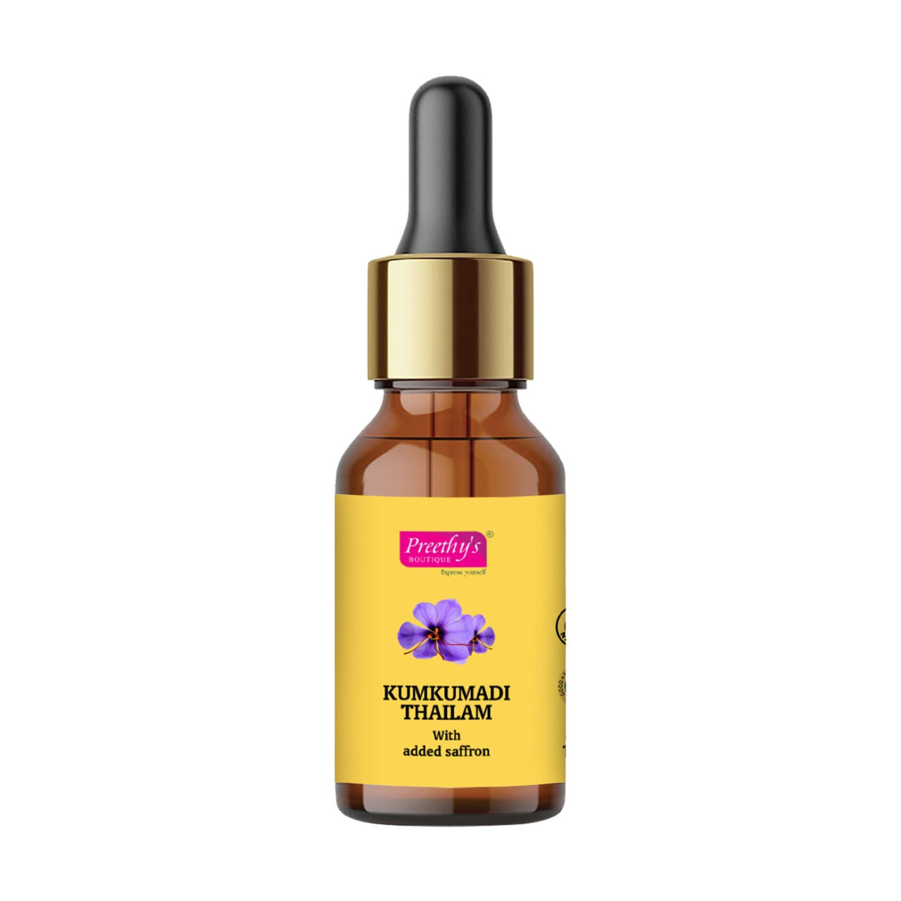 Preethy's Boutique Kumkumadi Oil 15ml - Saffron Face Oil for Skin Glow