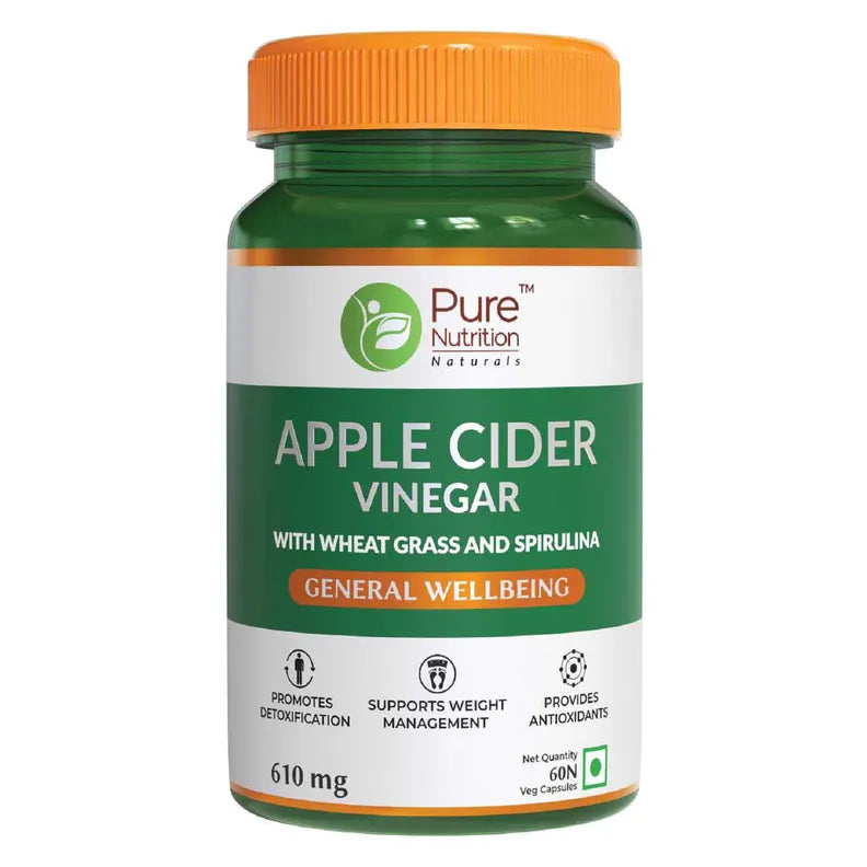Pure Nutrition Apple Cider Vinegar 610mg Veg Capsule - 60 Capsules