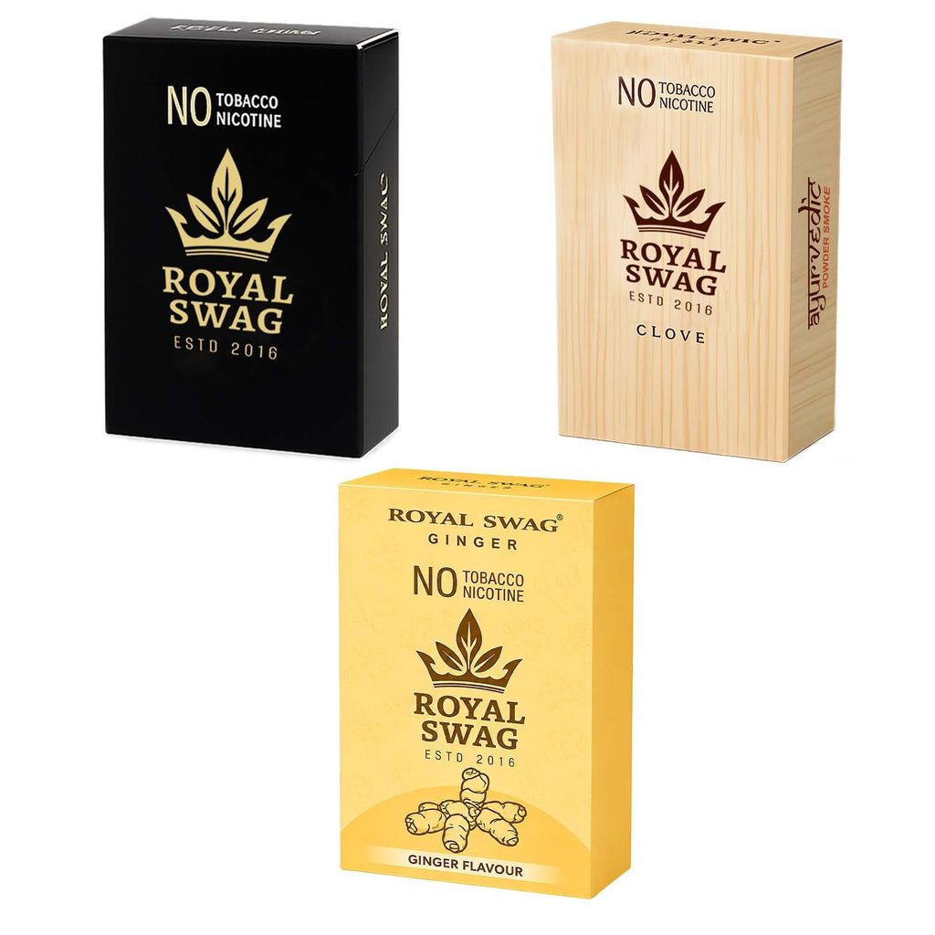 Royal Swag Herbal Cigarettes Variety Pack (Ginger, Clove, Regular) - (30 Sticks - 3 Pack)