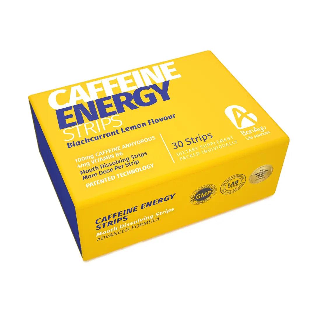 Bonaiyu Caffeine Energy Mouth Dissolving Strips for Men and Women - 30 Strips