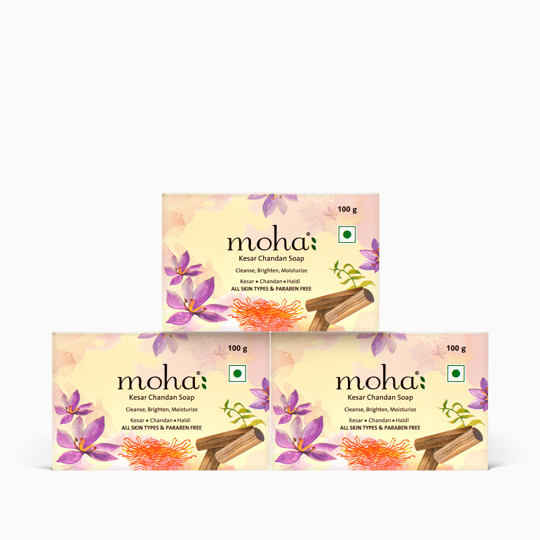 Moha Kesar Chandan Soap Pack of 3 - Saffron & Sandalwood Bars