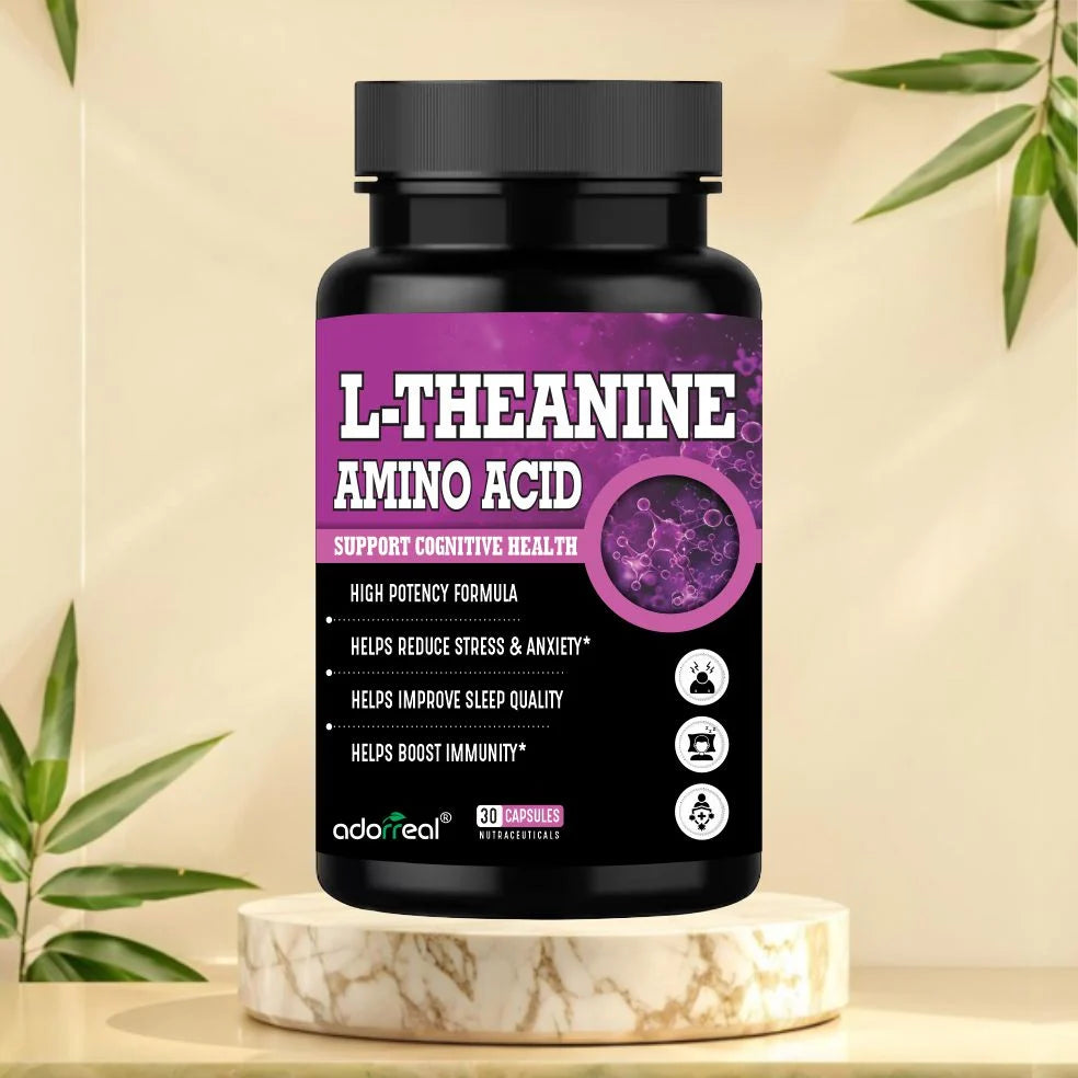 Adorreal L-Theanine Capsules (60 Capsules) | Promotes Calmness, Mental Focus & Stress Relief Without Drowsiness