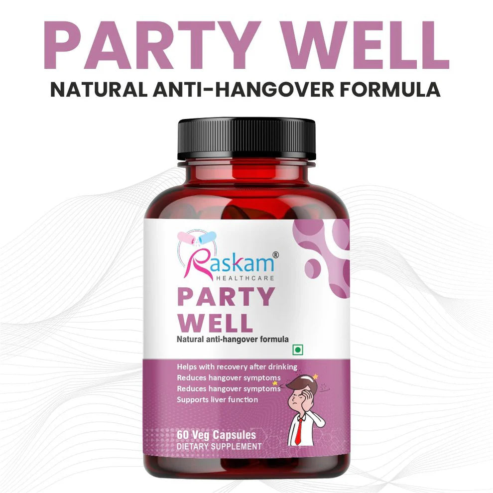 Raskam Party Well 60 Capsules- Anti Hangover Formula