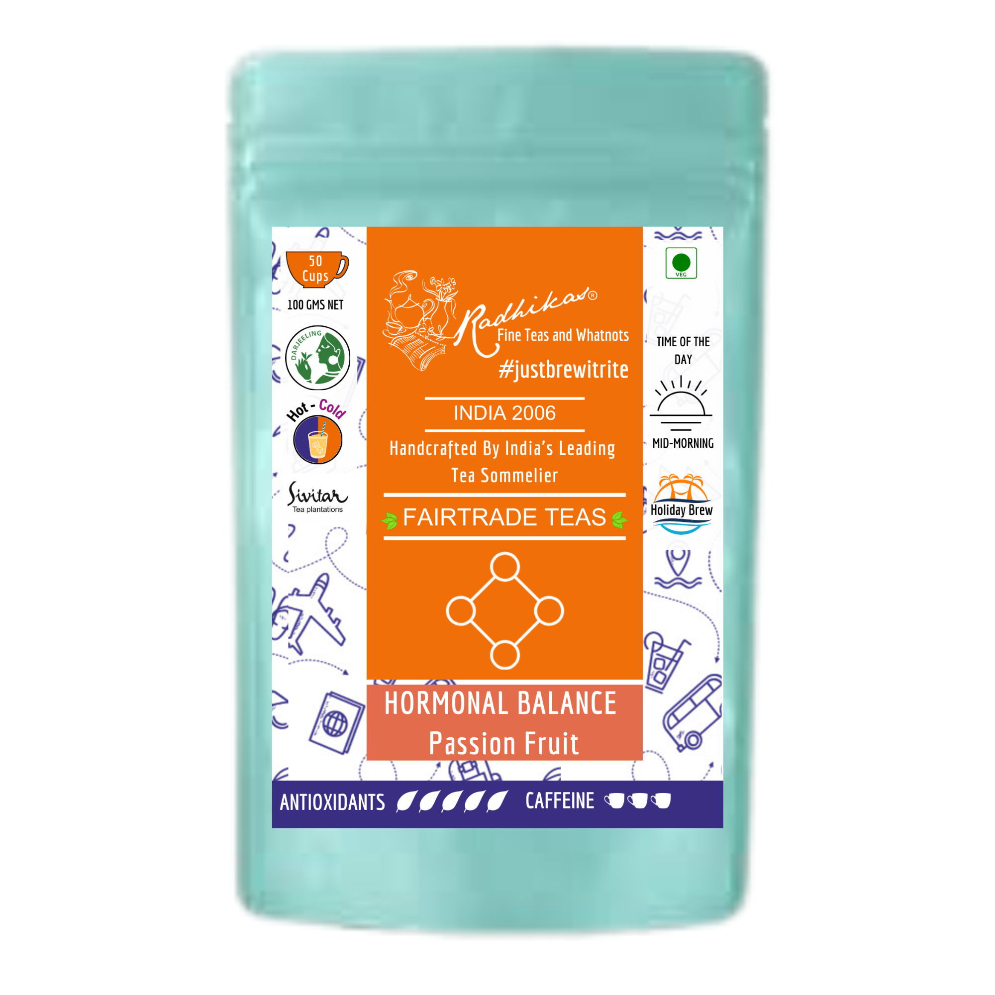Radhikas Fine Teas Hormonal Balance Passion Fruit Darjeeling Leaf - 100gm