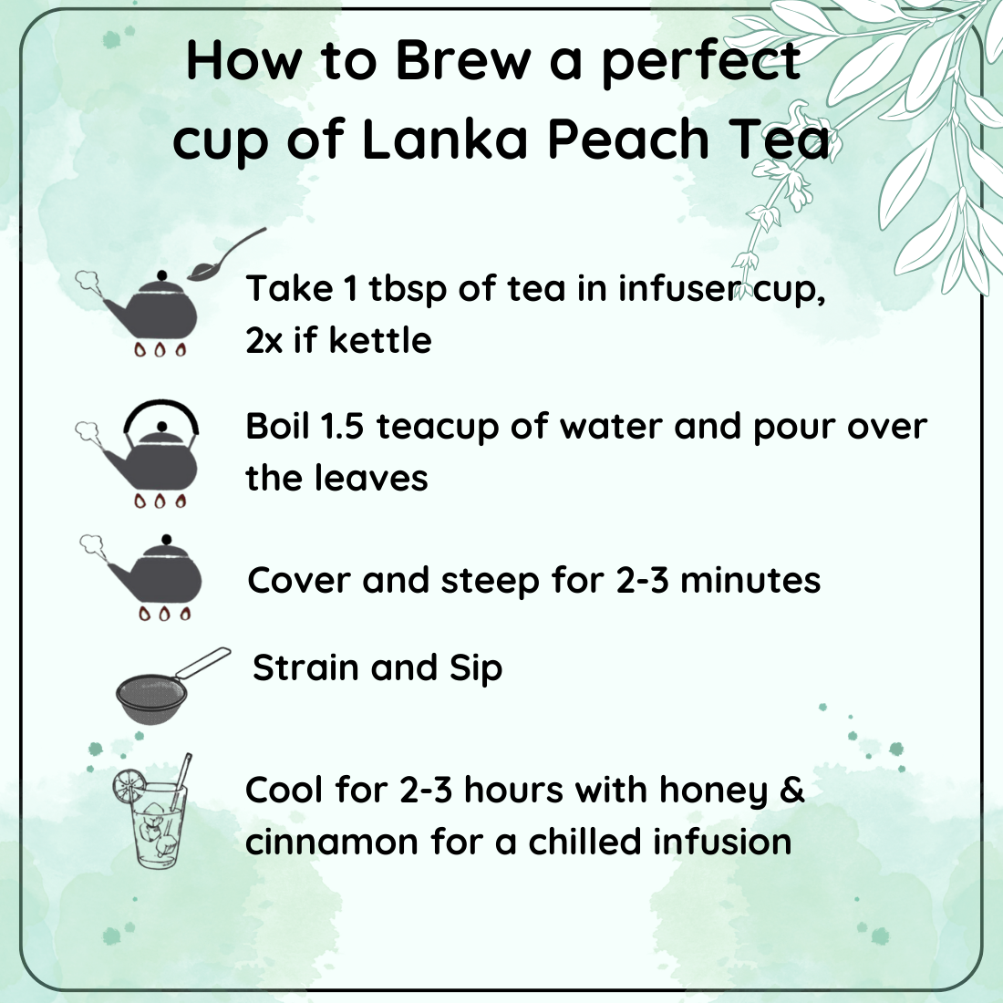 Radhika's Fine Teas Anti-Inflammatory Lanka Peach Tea (50g) | Single-Origin Ceylon Tea with Peach for Skin Glow, Joint Comfort & Immunity