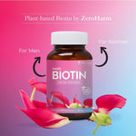 ZEROHARM Biotin Tablets for Hair Growth - Vitamin B7 from Sesbania Grandiflora - Supports Skin Hydration & Nail Strength - For Men & Women - Nano Formulated 60 Veg Tablets