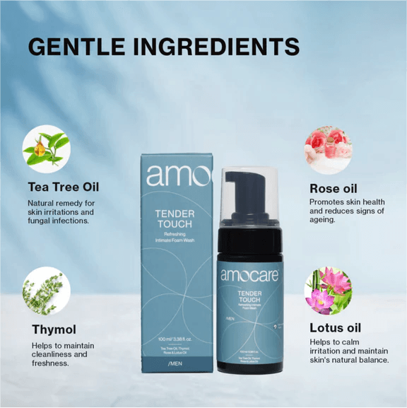Amocare Tender Touch Intimate Foam Wash for Men | Gentle & Refreshing Cleanser | 100 ml