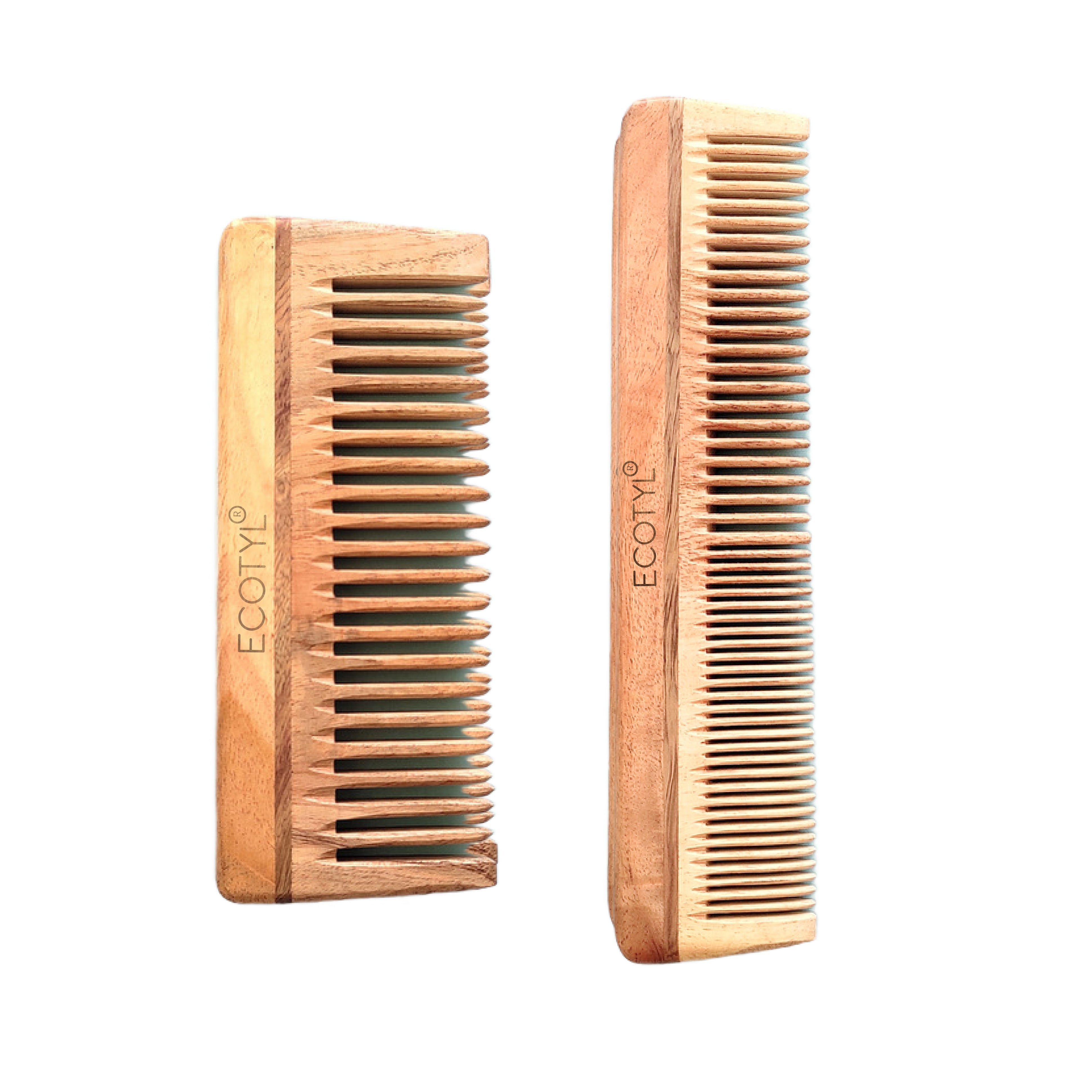 Ecotyl Neem Wood Comb (Set of 2) - Static-Free Detangling & Scalp Vitality