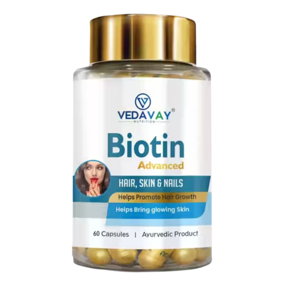 Vedavay Biotin Advanced Capsules - Hair, Skin & Nails Keratin Support (60 Count)