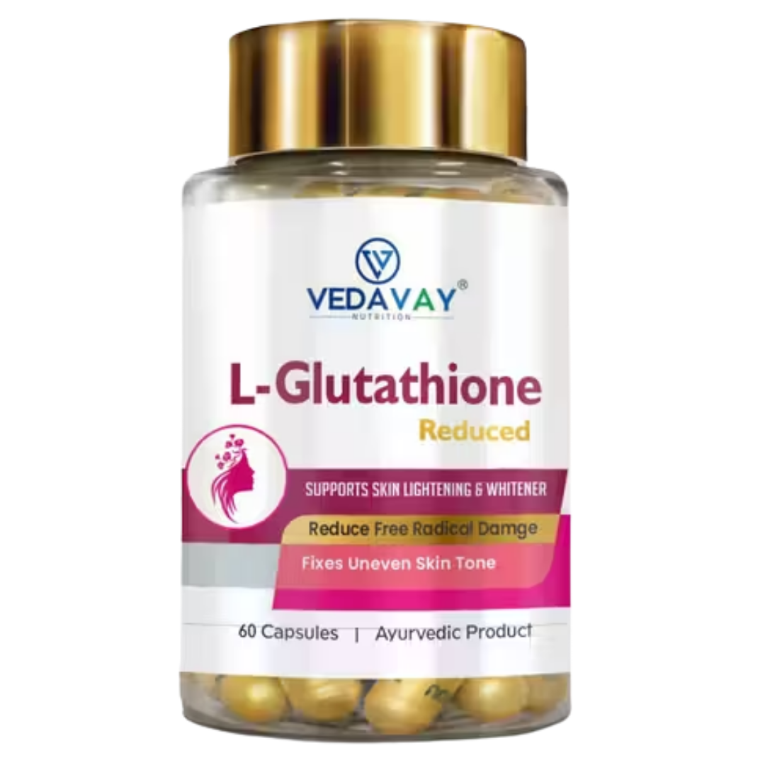 Vedavay L-Glutathione Capsules with Vitamin C - Pure Skin Radiance & Glow Complex (60 Count)