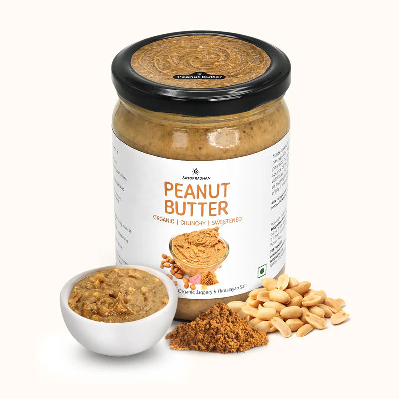 Satopradhan Natural Peanut Butter Crunchy 500g - Mildly Sweetened with Organic Jaggery Powder