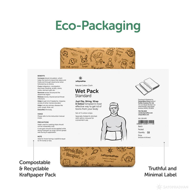 Satopradhan Therapeutic Cotton Cloth Wet Pack - Natural Detox and Healing - Thandi Patti for Headache, Fever, Fatigue, Sore Throat, Thyroid, Digestion, Cold