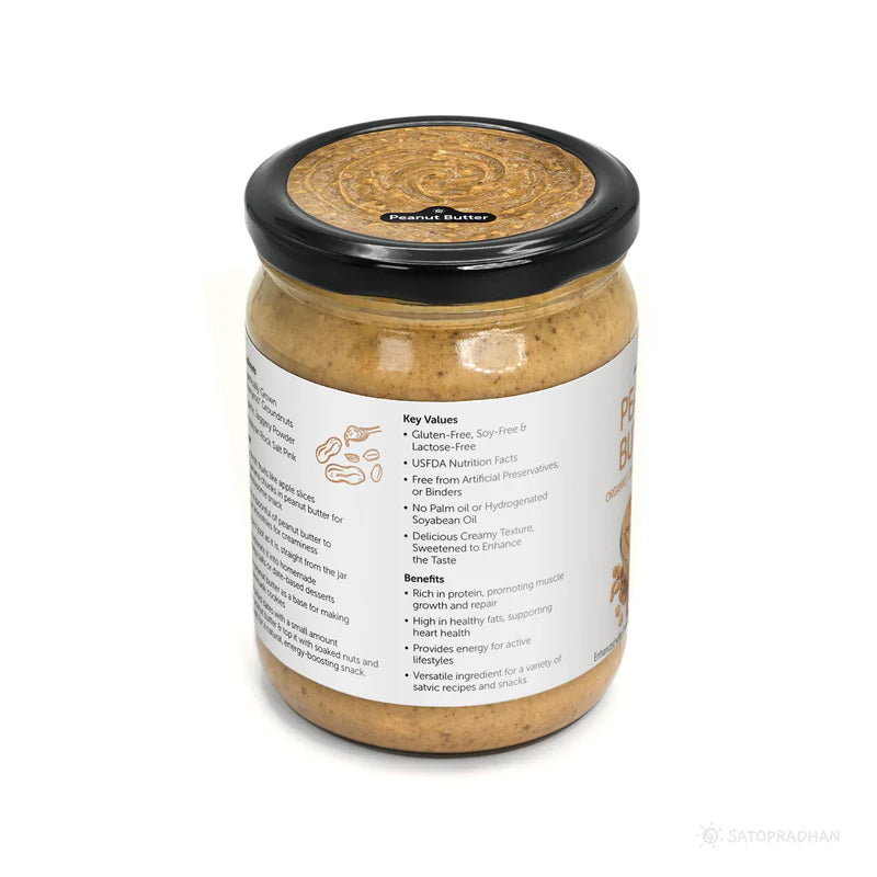 Satopradhan Natural Peanut Butter Crunchy 500g - Mildly Sweetened with Organic Jaggery Powder