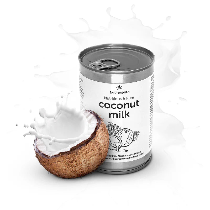 Satopradhan Unsweetened Pure Coconut Milk 400ml (18% Fat) - Made from Fresh Coconut Flesh and Water - No Added Sugar, Additives, or Emulsifiers - Dairy-Free, Lactose-Free, Vegan, and Plant-Based