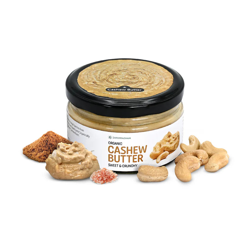 Satopradhan Pure Cashew Nut Butter 200g - Organic, Mildly Sweetened, Smooth & Crunchy - No Refined Sugar, Gluten-Free, Vegan, Keto Friendly