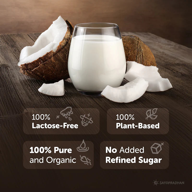Satopradhan Unsweetened Pure Coconut Milk 400ml (18% Fat) - Made from Fresh Coconut Flesh and Water - No Added Sugar, Additives, or Emulsifiers - Dairy-Free, Lactose-Free, Vegan, and Plant-Based