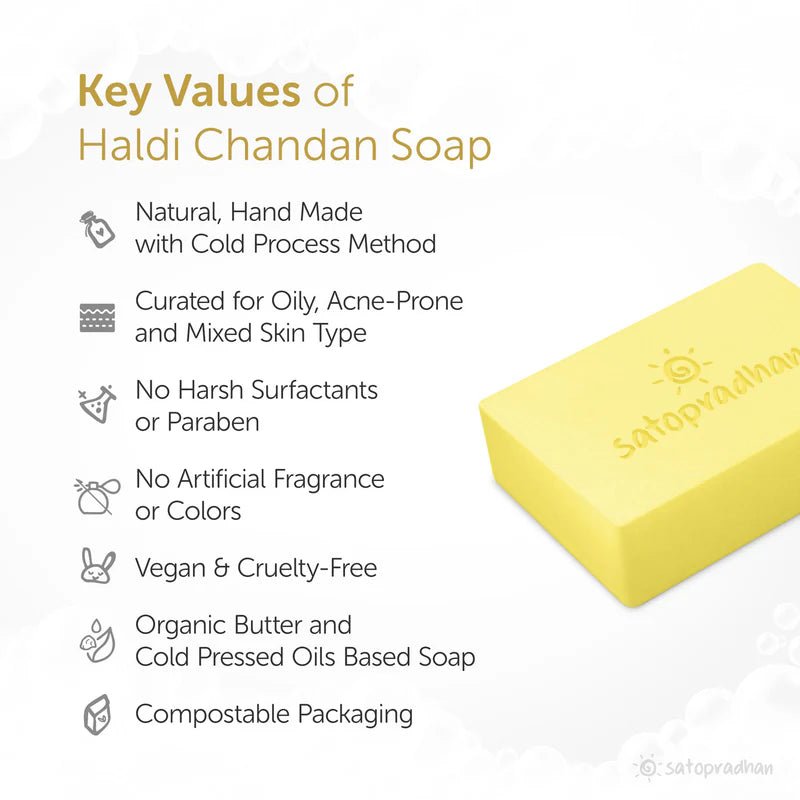 Satopradhan Anti-Ageing Haldi Chandan Soap 90g - Cold Processed Handmade Organic Vegan & Natural Soap