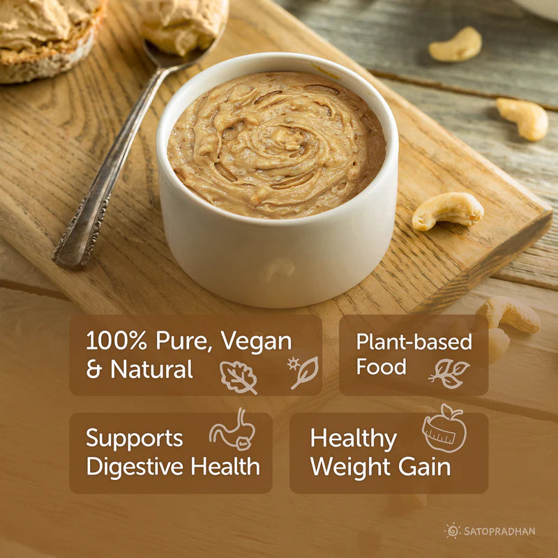 Satopradhan Pure Cashew Nut Butter 200g - Organic, Mildly Sweetened, Smooth & Crunchy - No Refined Sugar, Gluten-Free, Vegan, Keto Friendly