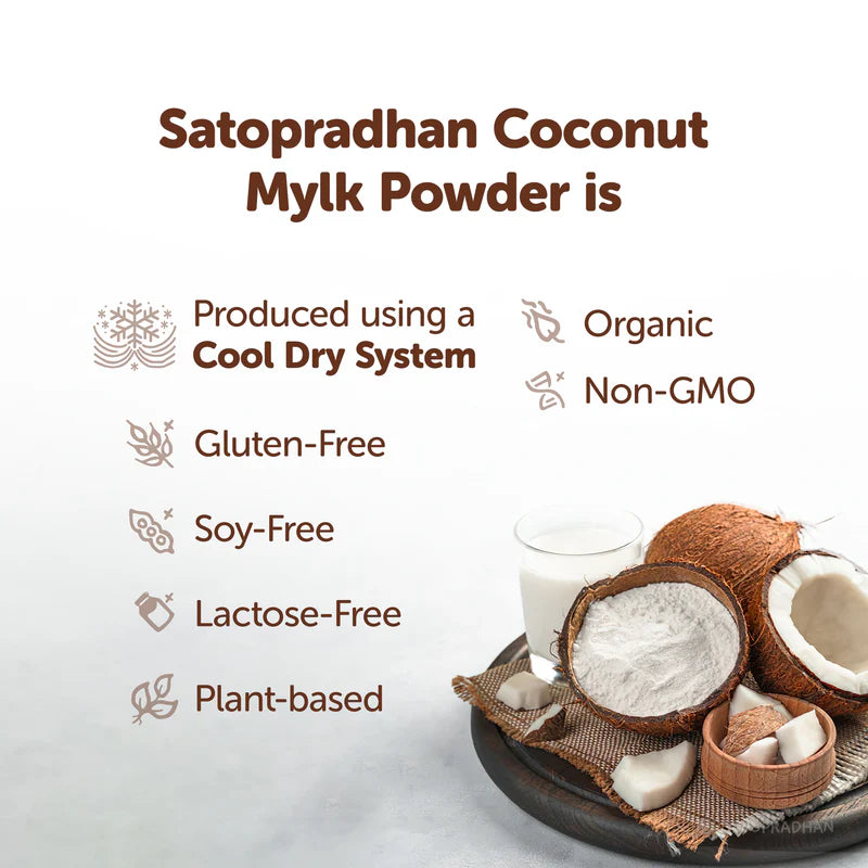 Satopradhan Coconut Mylk Powder 200g -100% Vegan & Pure | No Added Sugar or Flavour | Maltodextrin-Free.