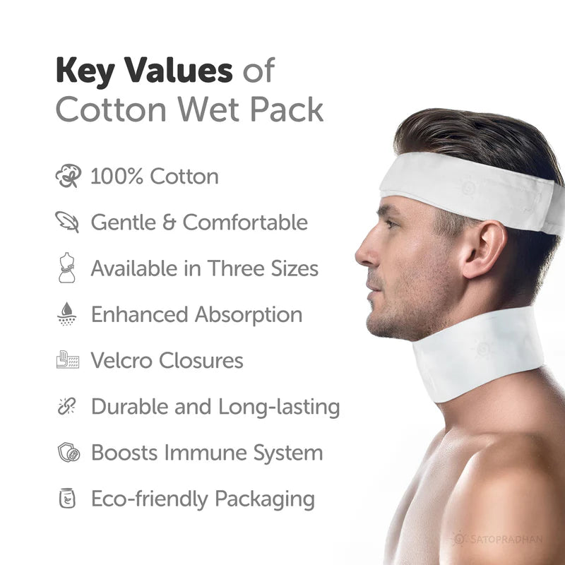 Satopradhan Therapeutic Cotton Cloth Wet Pack - Natural Detox and Healing - Thandi Patti for Headache, Fever, Fatigue, Sore Throat, Thyroid, Digestion, Cold
