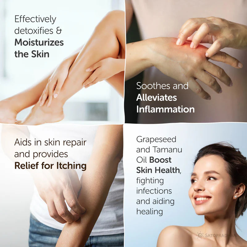 Satopradhan Clarifying Neem-Tulsi Soap 80g - Natural, Organic & Vegan - No Added Color/Synthetic Fragrances | Handmade Detan Detoxifying Pure Soap For Cleansing