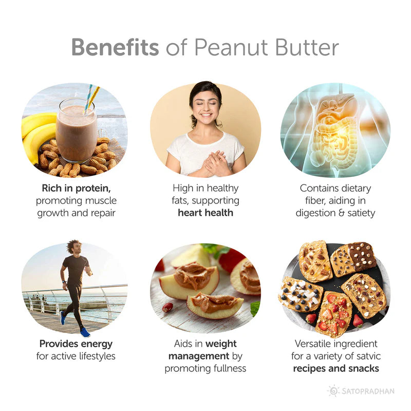 Satopradhan Unsweetened Peanut Butter 500g - Creamy - All Natural, Gluten-Free & Vegan - No Hydrogenated Soybean Oil or Refined Sugar - Unsalted Peanut Butter