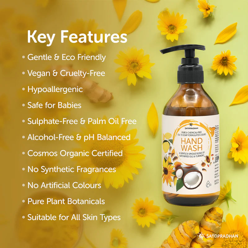 Satopradhan Natural Liquid Handwash 200ml - Organic, Hydrating & Moisturizing Hand Soap for Sensitive Skin