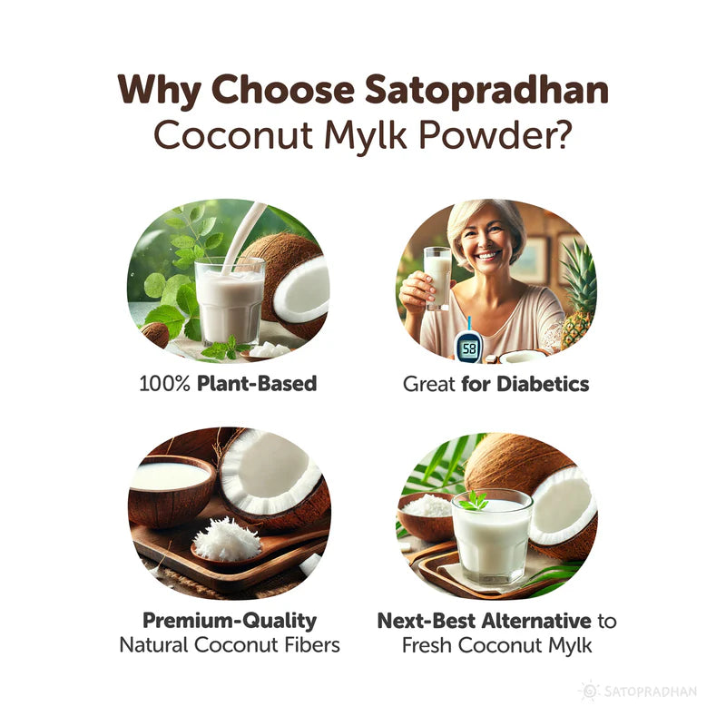Satopradhan Coconut Mylk Powder 200g -100% Vegan & Pure | No Added Sugar or Flavour | Maltodextrin-Free.