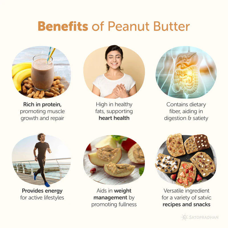 Satopradhan Natural Peanut Butter Crunchy 500g - Mildly Sweetened with Organic Jaggery Powder