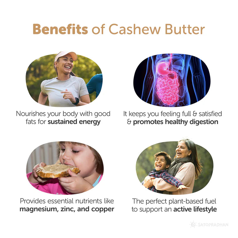 Satopradhan Pure Cashew Nut Butter 200g - Organic, Mildly Sweetened, Smooth & Crunchy - No Refined Sugar, Gluten-Free, Vegan, Keto Friendly