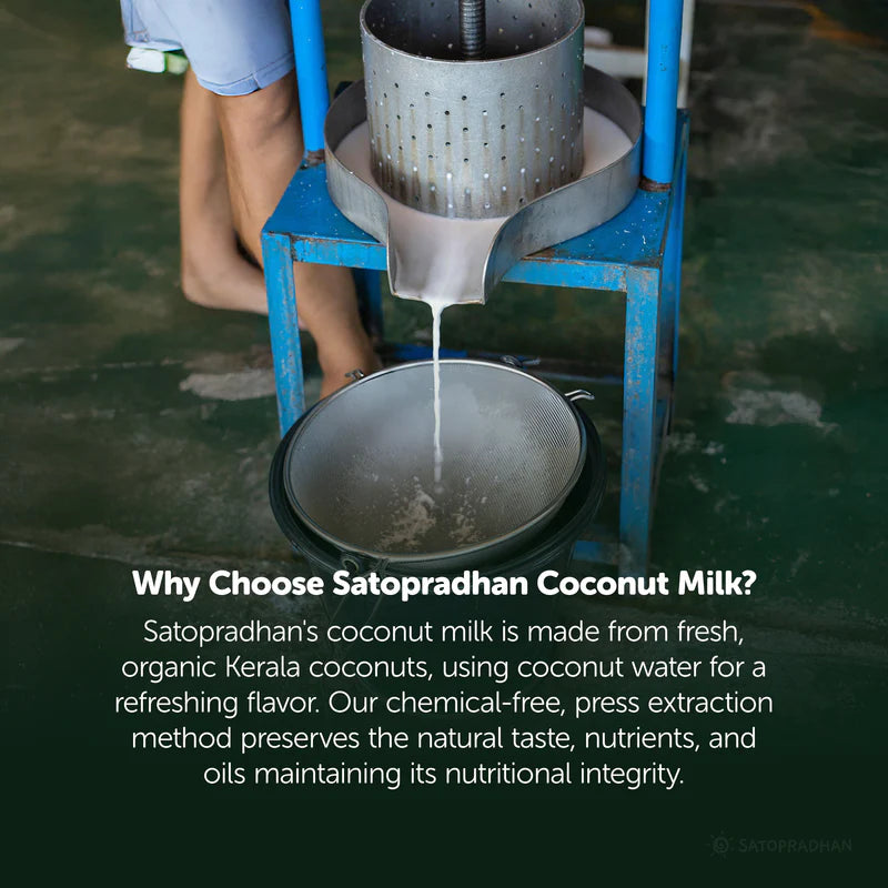 Satopradhan Unsweetened Pure Coconut Milk 400ml (18% Fat) - Made from Fresh Coconut Flesh and Water - No Added Sugar, Additives, or Emulsifiers - Dairy-Free, Lactose-Free, Vegan, and Plant-Based