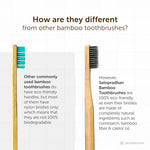Satopradhan Bamboo Toothbrushes Set of 4 - Bamboo Handles & Gentle Bristles- Colored markings for easier identification
