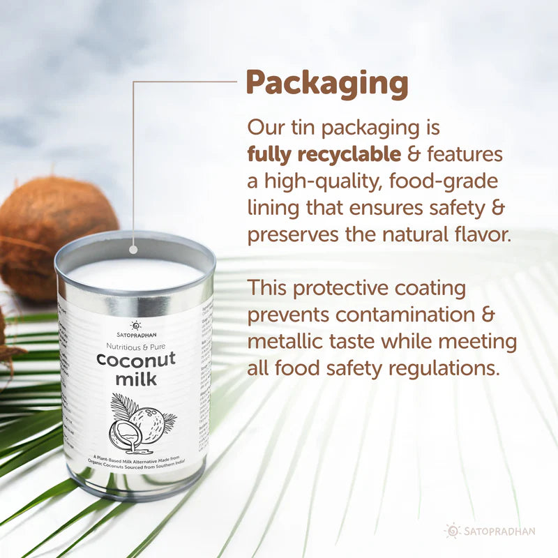 Satopradhan Unsweetened Pure Coconut Milk 400ml (18% Fat) - Made from Fresh Coconut Flesh and Water - No Added Sugar, Additives, or Emulsifiers - Dairy-Free, Lactose-Free, Vegan, and Plant-Based