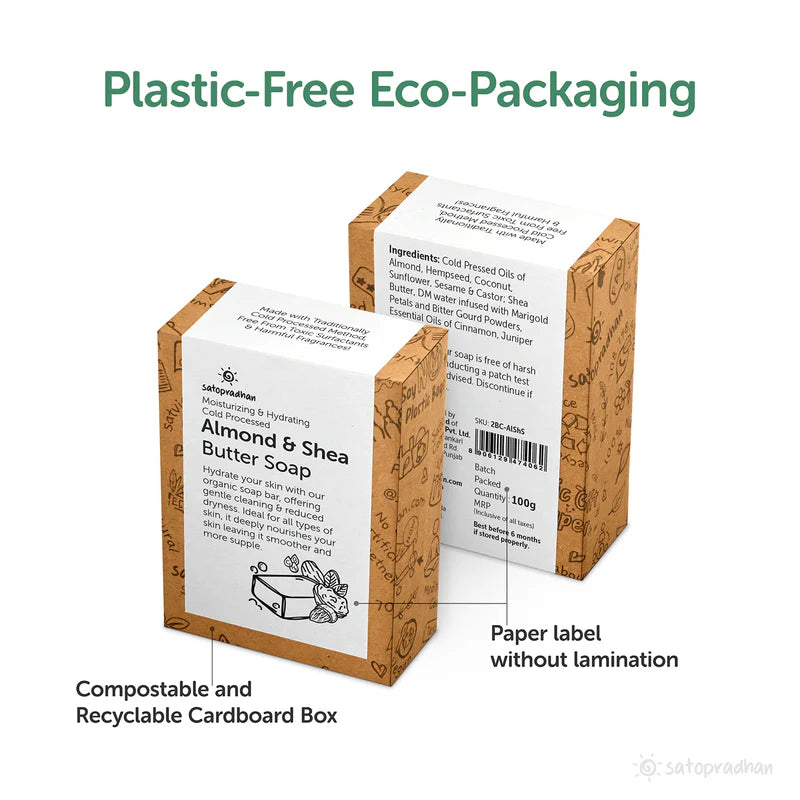 Satopradhan Cold-Processed Almond & Shea Soap 100g - Moisturizing | Handmade Soap Bar | Organic Soap | Skin Cleanser