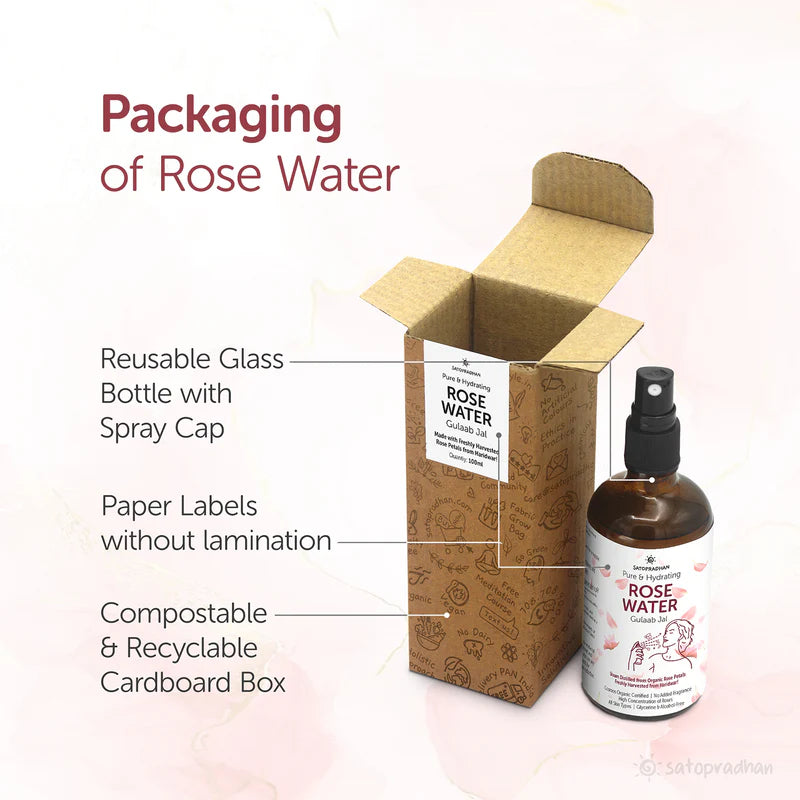 Satopradhan Pure Rose Water (Hydrosol) 100ml | Organic Rose Floral Water for Pore Reduction, Toning & Hydration | Facial Tonic Mist | Steam Distilled Rose Water Spray - Face Mist - Rose Hydrosol for Face - Gulab Jal for Sensitive Skin