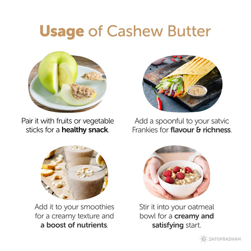 Satopradhan Pure Cashew Nut Butter 200g - Organic, Mildly Sweetened, Smooth & Crunchy - No Refined Sugar, Gluten-Free, Vegan, Keto Friendly