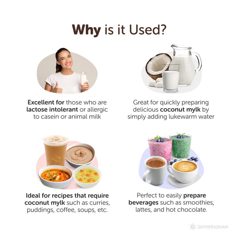 Satopradhan Coconut Mylk Powder 200g -100% Vegan & Pure | No Added Sugar or Flavour | Maltodextrin-Free.
