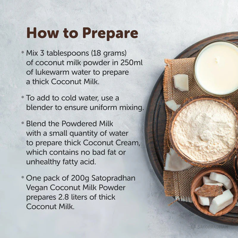 Satopradhan Coconut Mylk Powder 200g -100% Vegan & Pure | No Added Sugar or Flavour | Maltodextrin-Free.