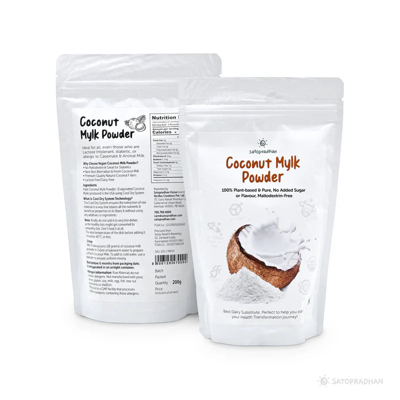 Satopradhan Coconut Mylk Powder 200g -100% Vegan & Pure | No Added Sugar or Flavour | Maltodextrin-Free.