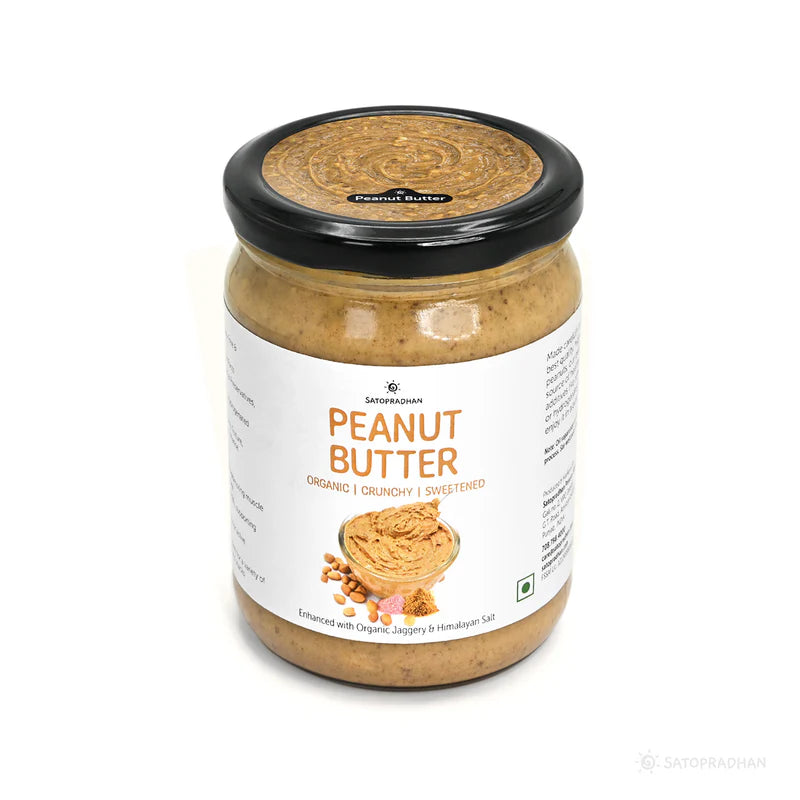 Satopradhan Natural Peanut Butter Crunchy 500g - Mildly Sweetened with Organic Jaggery Powder