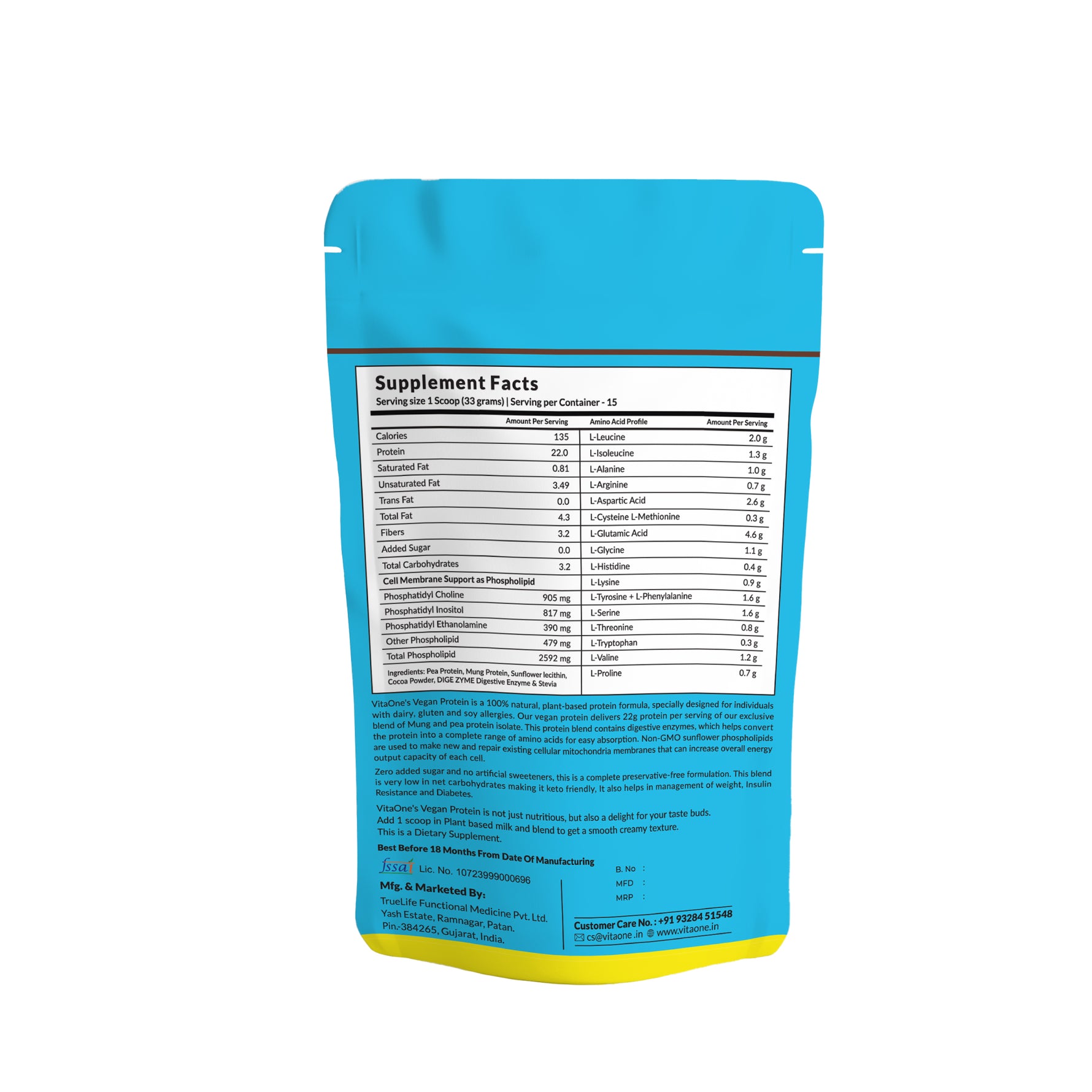 Vitaone Rebuild Plant Protein & Lipid Powder Chocolate - 500gms