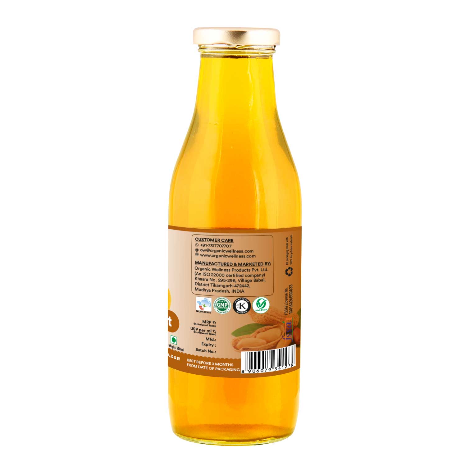 Organic Wellness Groundnut Oil, 500 ml