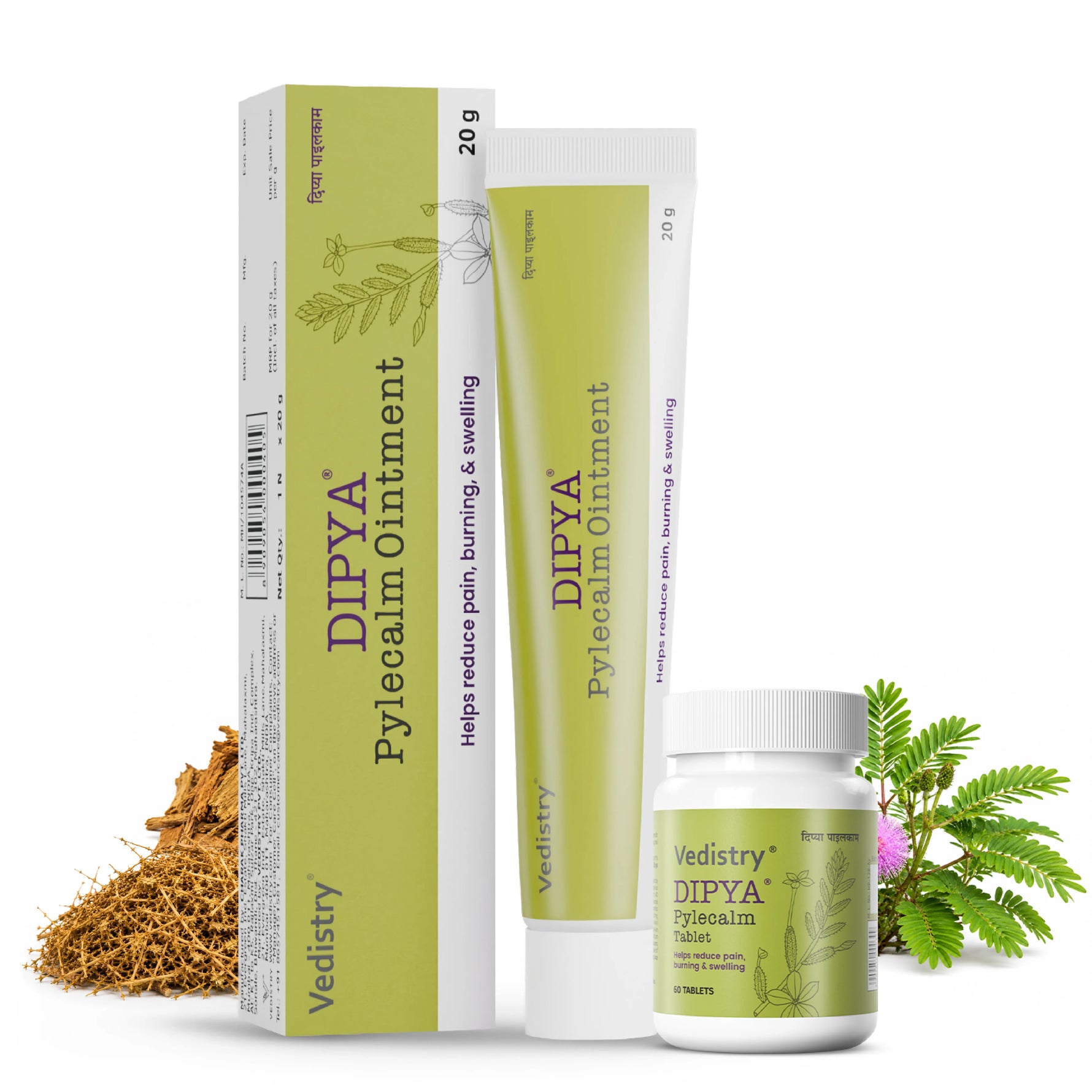 Vedistry Dipya Pylecalm Complete Piles Relief Kit (Tablets + Ointment)