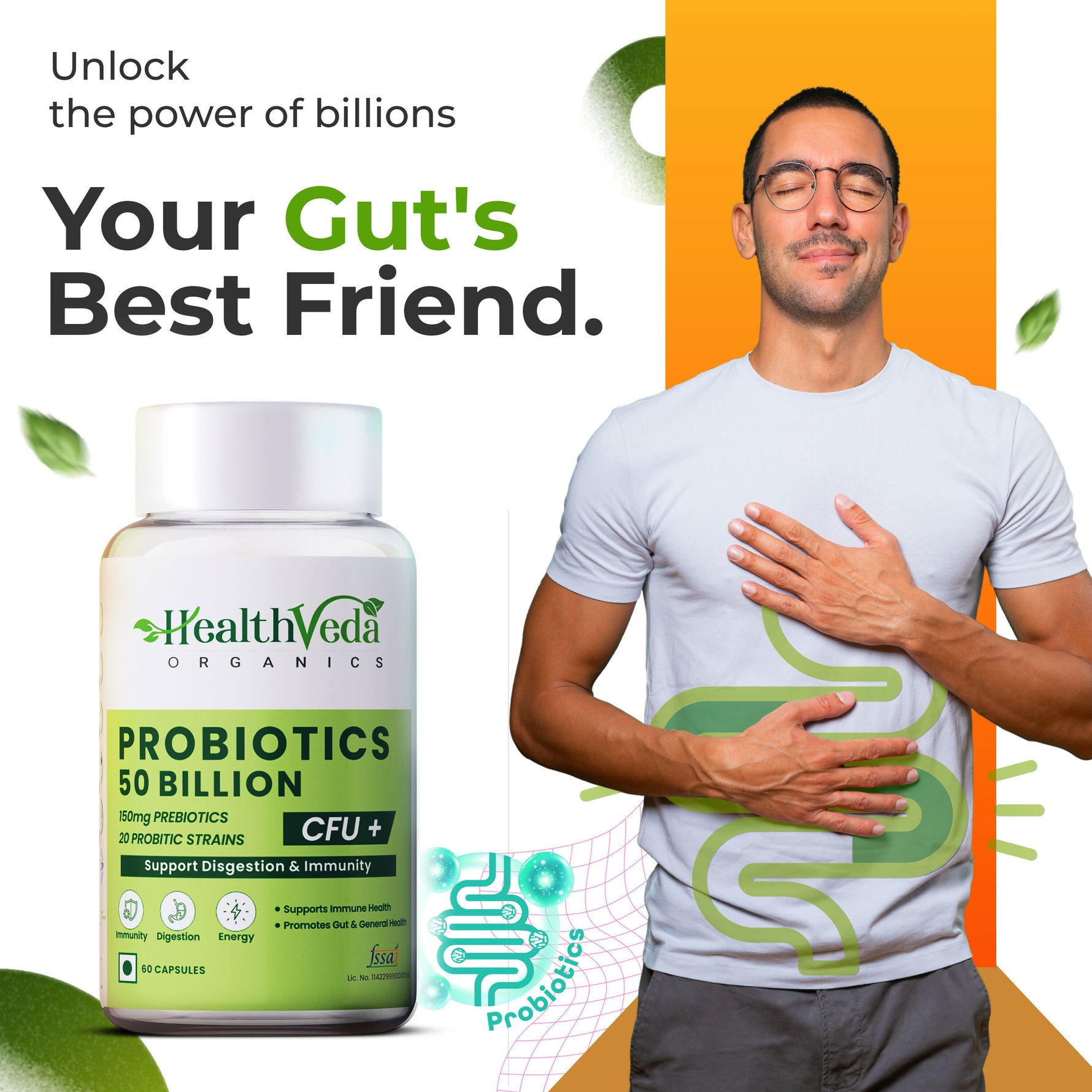 HealthVeda Probiotics 50 Billion Capsule - 60 Capsules