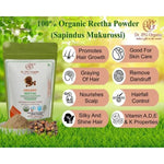 DR. JPG Organic Reetha Powder (228g) – 114g (Pack of 2) | 100% Certified Organic Soapnut Powder for Hair & Scalp
