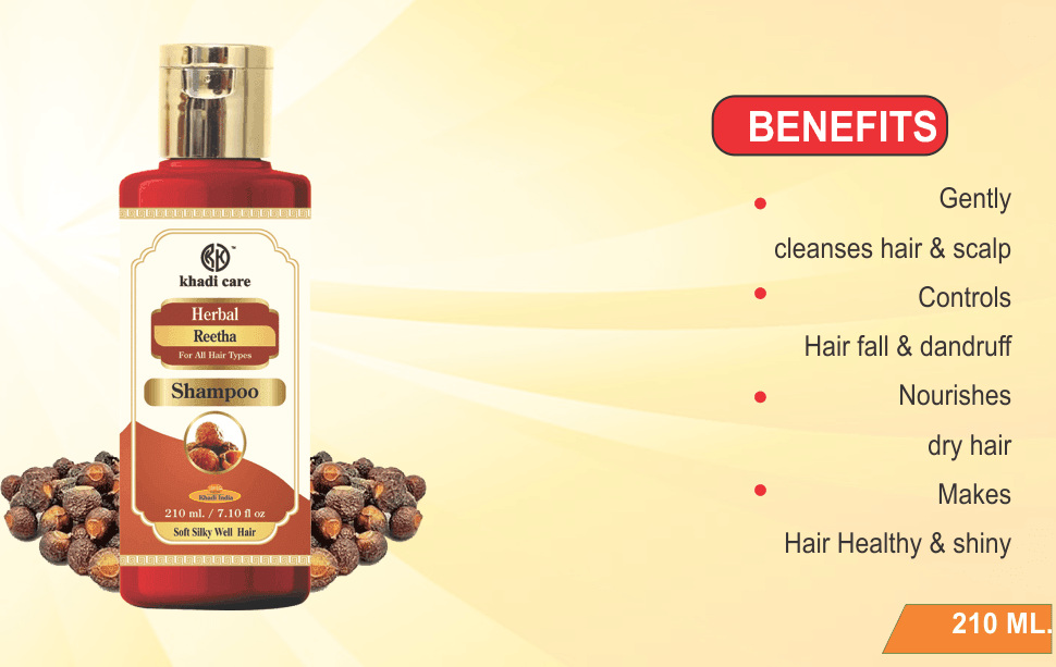Khadi Care Herbal Reetha Shampoo for Deep Cleansing & Natural Shine - 210ml