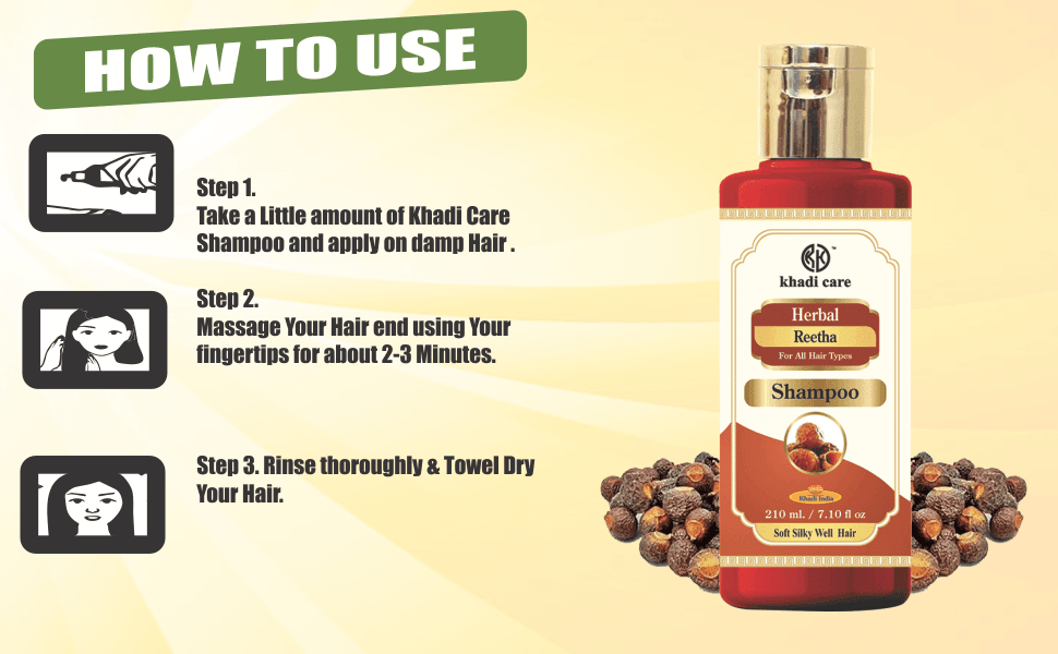 Khadi Care Herbal Reetha Shampoo for Deep Cleansing & Natural Shine - 210ml