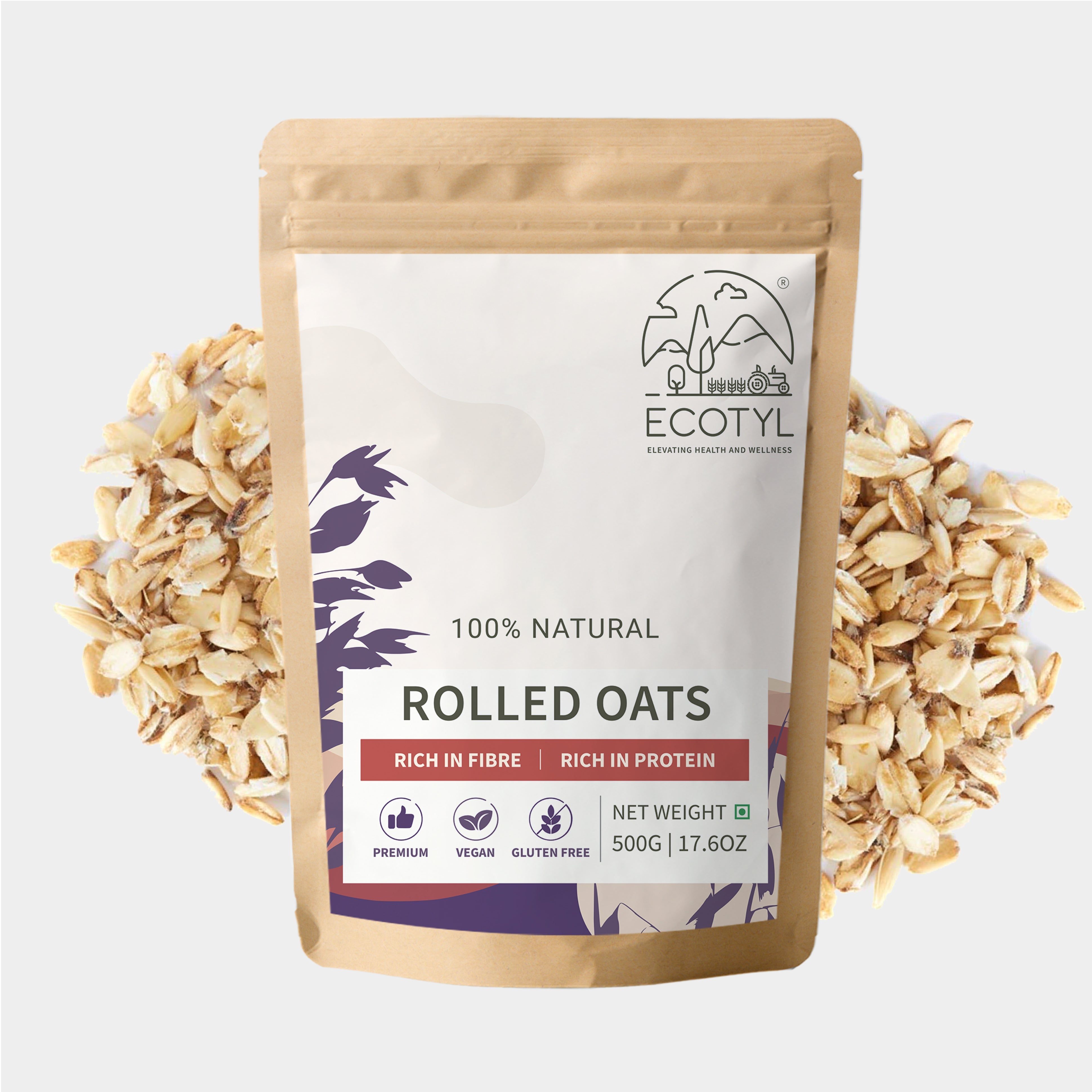 Ecotyl Rolled Oats | Gluten Free | Protein Rich | 500g