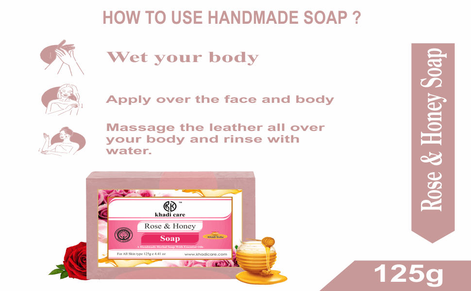 Khadi Care Herbal Rose & Honey Soap - 125g