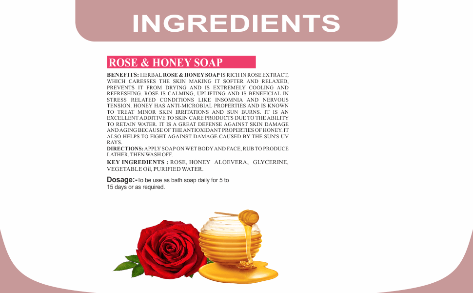 Khadi Care Herbal Rose & Honey Soap - 125g